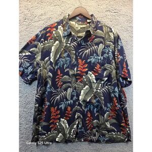 Batik Bay Shirt Mens XXL 2xl Blue Hawaiian Colorful Short Sleeve Button Up